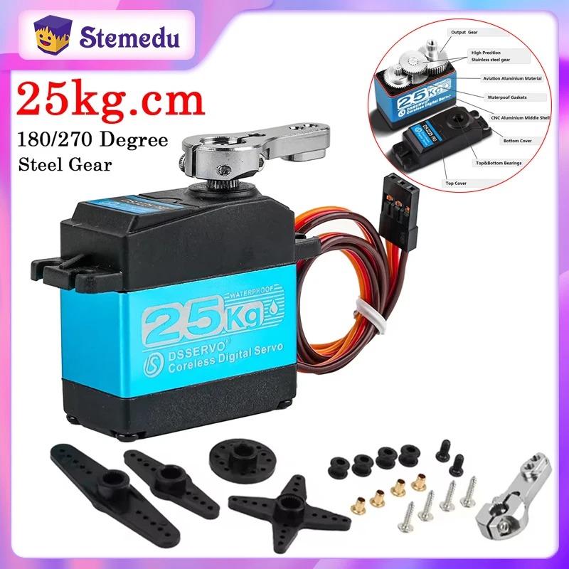 DS3225 Pro 25 كجم محرك سيرفو ر - مراجعة Robot Arm Motor وسعره