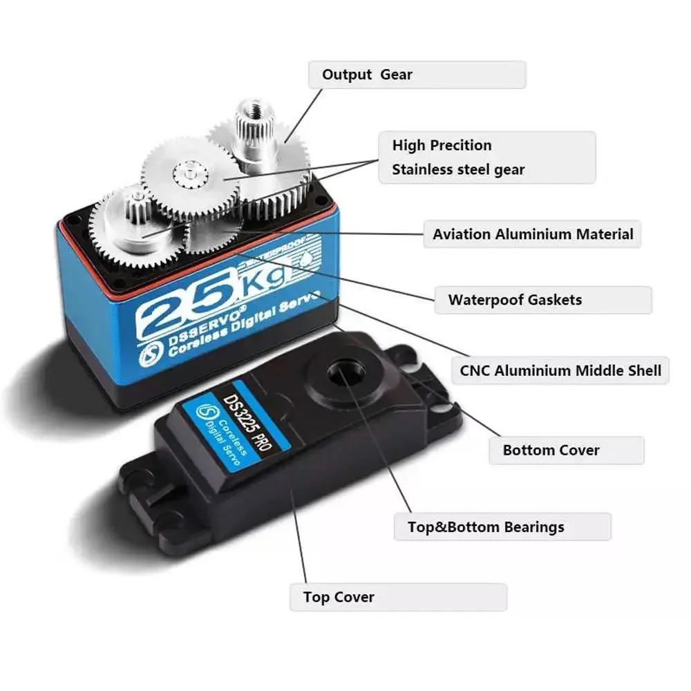 DS3225 Pro 25 كجم محرك سيرفو ر - مراجعة Robot Arm Motor وسعره